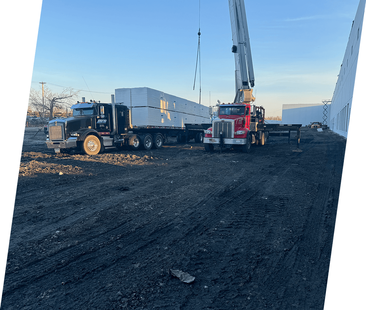 A large truck is parked on the side of a road.