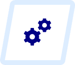 A blue and white picture of two gears