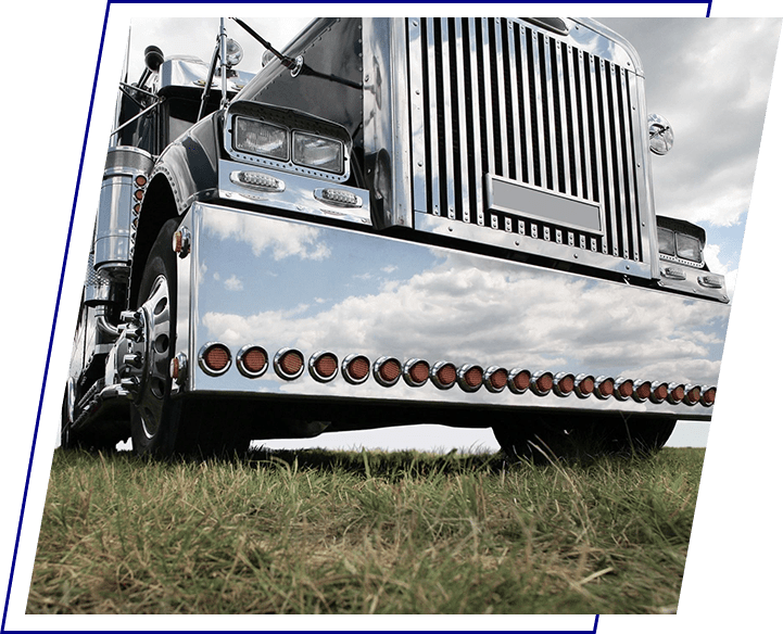 A close up of the front end of a truck